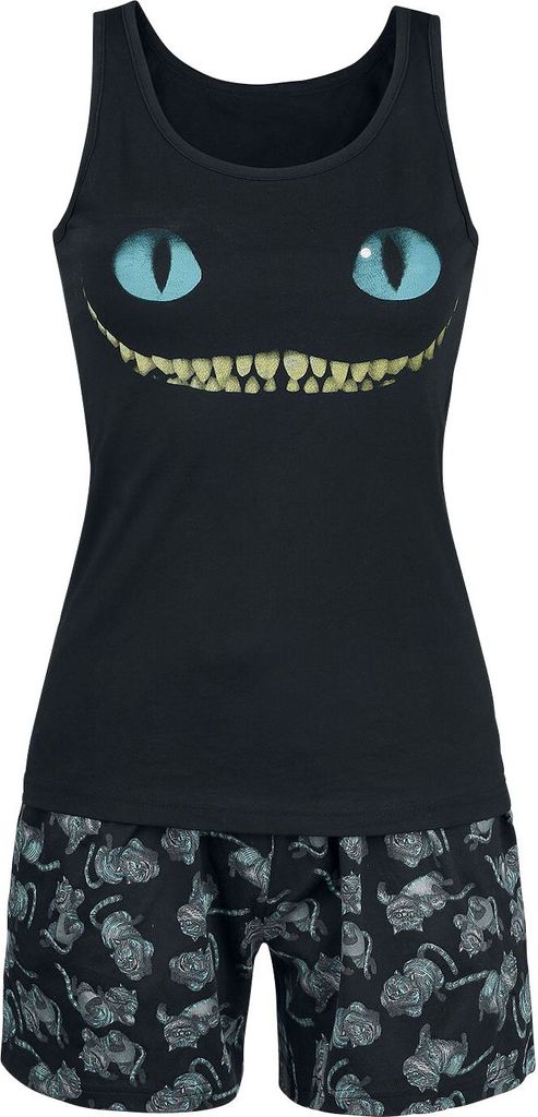 Alice im Wunderland Schlafanzug Damen Grinsekatze - Lächeln schwarz M