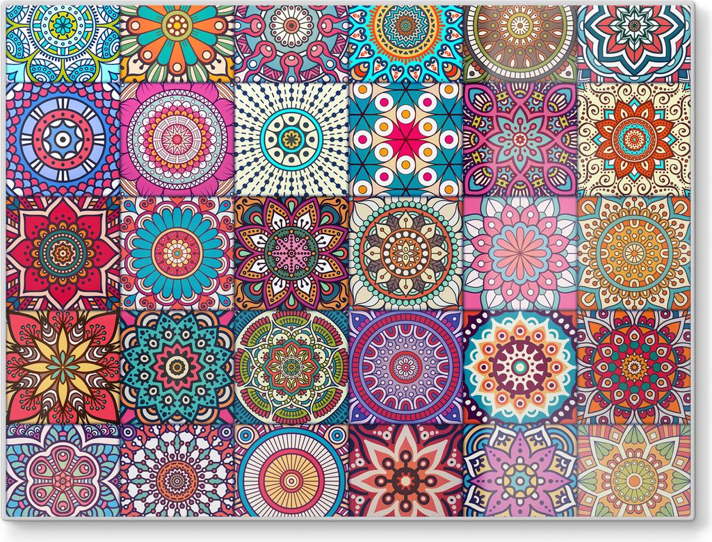 DEQORI Schneidebrett Glas 40x30 cm 'Orientalische Muster' Schneideplatte groß