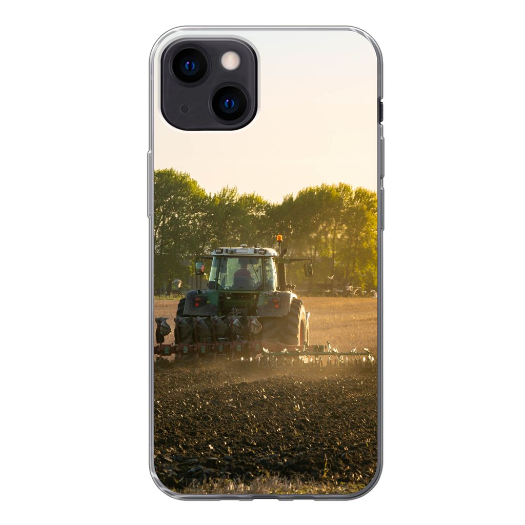 MuchoWow Handyhülle Schutzhülle Hülle für iPhone 13 Traktor - Vogel - Land Silikon Softcase Handy Hülle - Karteninhaber