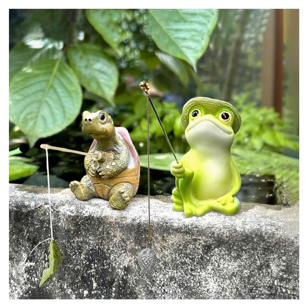 2er Set Gartenfigur Deko Angler, Miniteich Angler für Gartenlandschaft, Kreative Teich Gartendekoration, Figuren für Balkon Terrasse Gartenteich ...