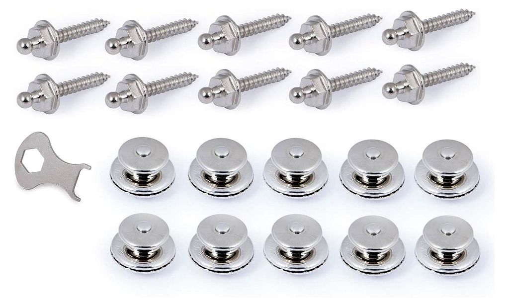 Tenax Komplett-Set 10 Schrauben Edelstahl, Oberteil, 1 Schlüssel, Gewinde 16 mm