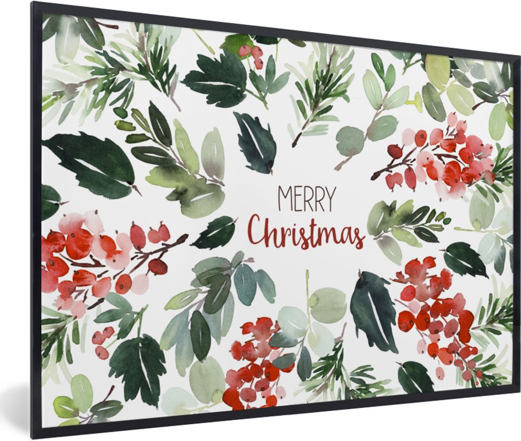 MuchoWow Gerahmtes Poster Weihnachten - Zitat - Aquarell 90x60 cm - Poster mit Schwarzem Bilderrahmen Wandposter Rahmen Foto Bilder - Fotorahmen ...