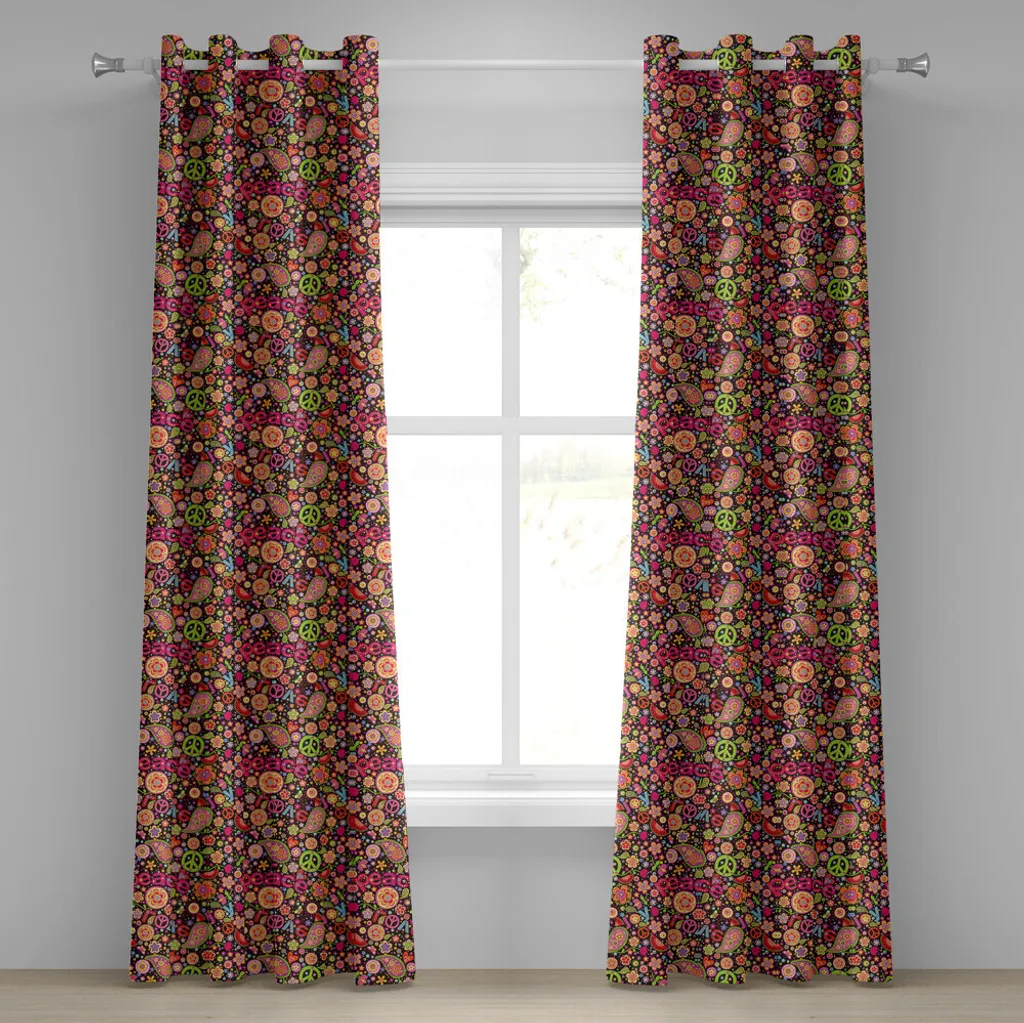 Rideau Hippie Multicolore Idéalisme en tissu premium 280cm x 175cm