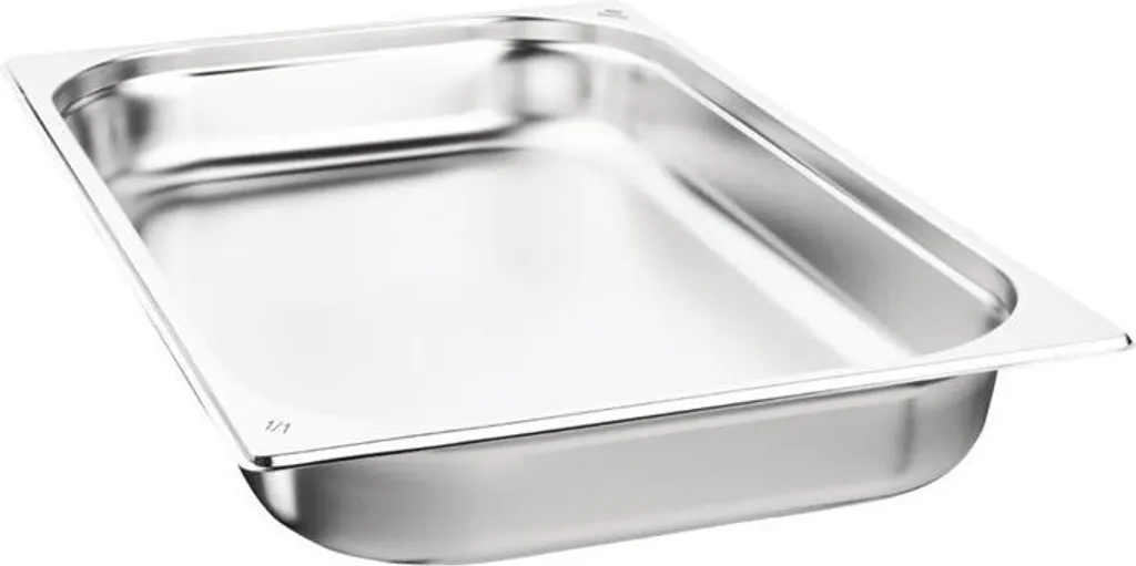 Nisbets Essentials Vassoi GN 1/1 Inox 65mm - Set 3 Pezzi Alta Resistenza