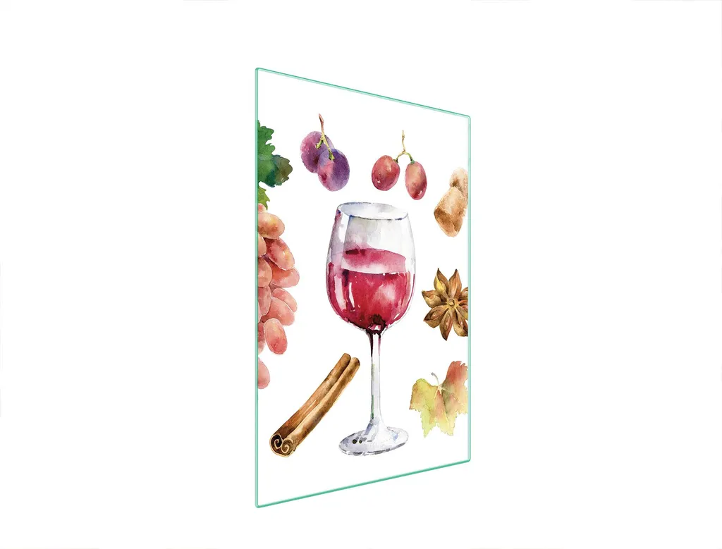 Copri Piano Cottura 35x52 in Vetro | Tagliere Elegante Motivo Vino