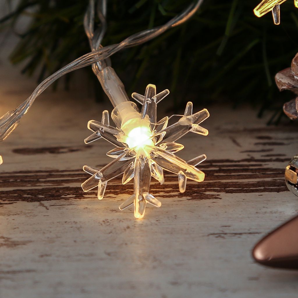 15m Lichterkette Mit 100 Schneeflocken - IP65 Wasserdicht, Timer, 8 Modi