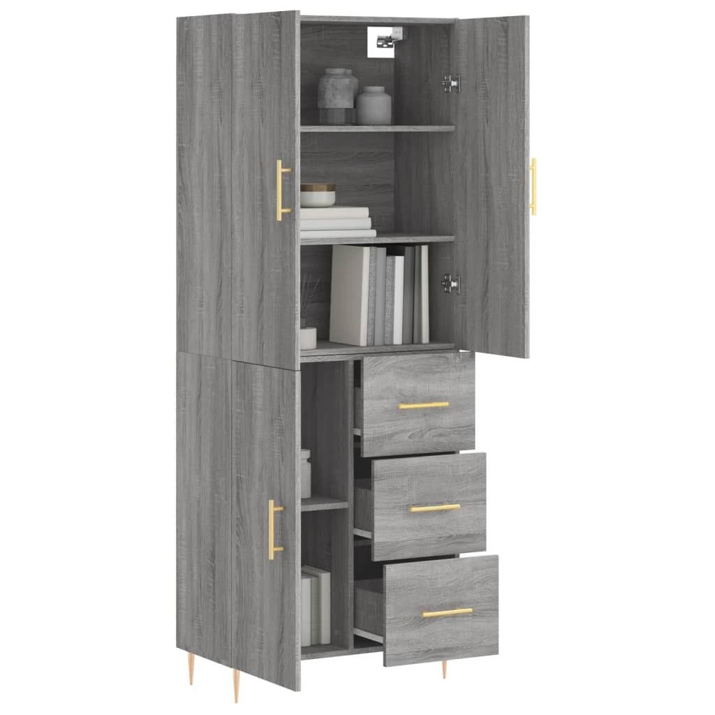 "im Sonderangebot"Highboard Modernes Design - Mehrzweckschrank Anrichte - Kommde für Flur - Grau Sonoma 69,5x34x180 cm Holzwerkstoff DEMöbel 9071808