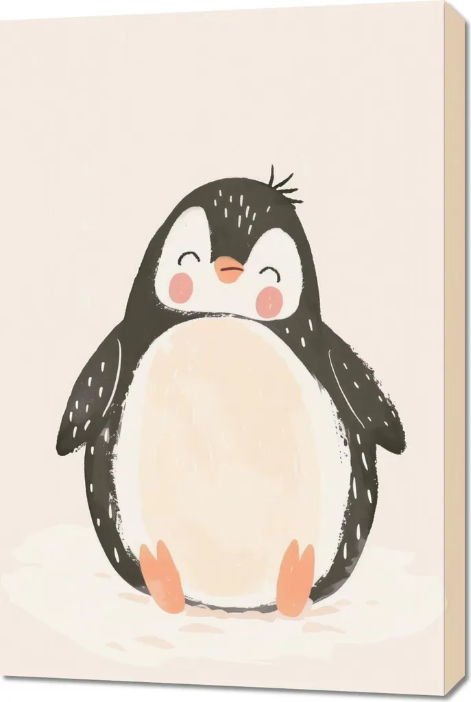 Quadro su Tela Pinguino 2 - 60x90 cm - Qualità Premium per Bambini