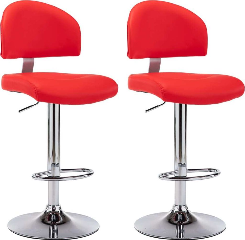 (Robust Möbel)Barhocker 2er Set - Küchenstühle elegantes Design - Rot Kunstleder - 43x47x(98 -119)cm - Barhocker DEMöbel651355