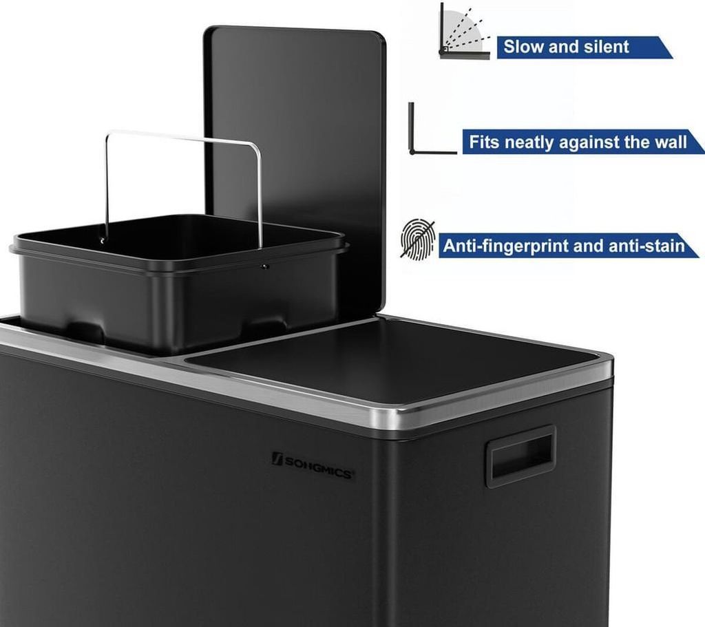 SONGMICS Mülleimer Mülltrennsystem, mit 2 Fächern, 2 x 30 Produktbild 16