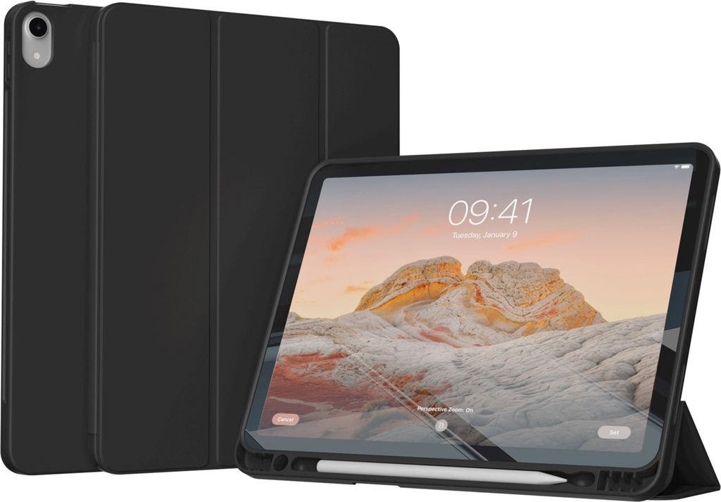 Accezz Smarte Klapphülle aus Silikon iPad Air 11 Zoll (2025) M3 / (2024) M2 / Air 5 (2022) / Air 4 (2020) - Schwarz