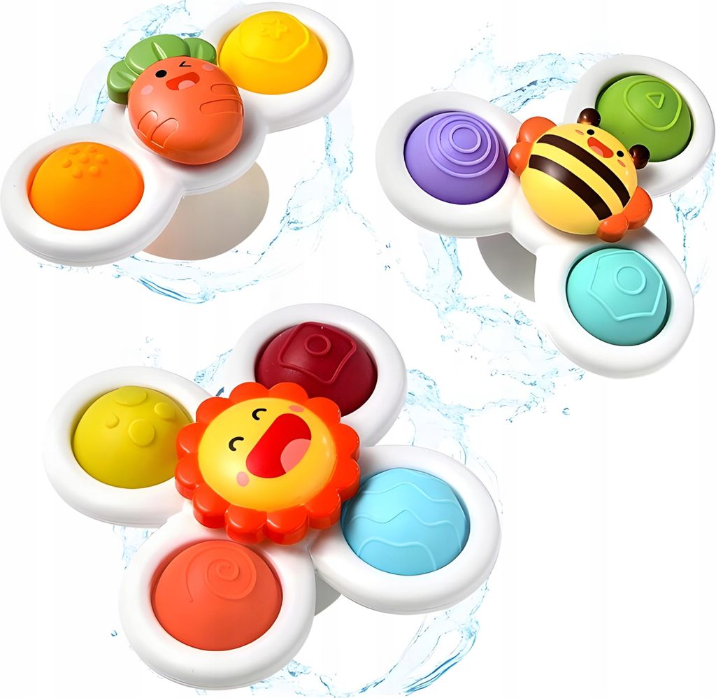 Fidget spinner x3 con ventosa, giocattolo sensoriale, Immagine del prodotto 