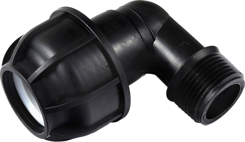 Agora-Tec®  PE-Fitting Winkel 90 Grad  32 mm x 1 Zoll AG Produktbild 
