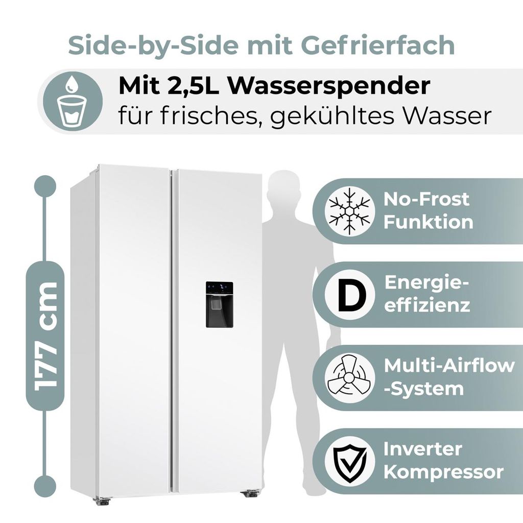 Bomann® Side by Side Kühlschrank | Wasserspender mit Tank | Produktbild 