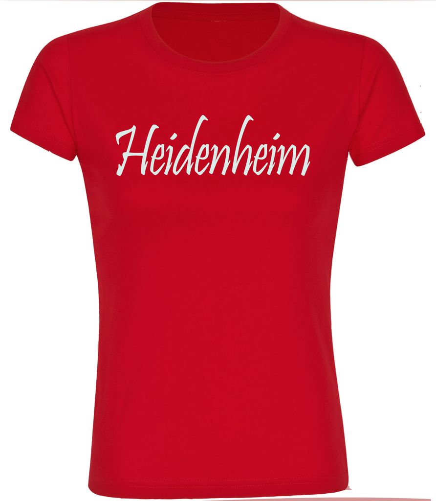 multifanshop Damen T-Shirt - Heidenheim - Schriftzug, rot, Größe S