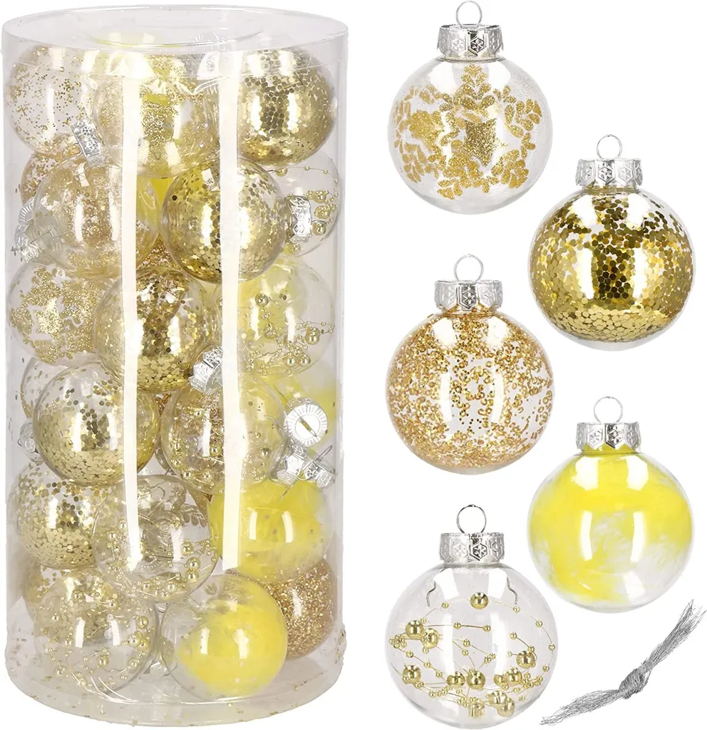 Boule de Noël Transparente Incassable 7cm avec Plumes : Fini la Casse ! 30x