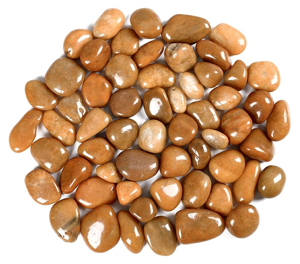 2000g Dekorative Kieselsteine, 2-4 cm Natürliche Polierte Kieselsteine für Vasenfüller, Sukkulenten, Pflanzentöpfe (Gelb, 2-4 cm)