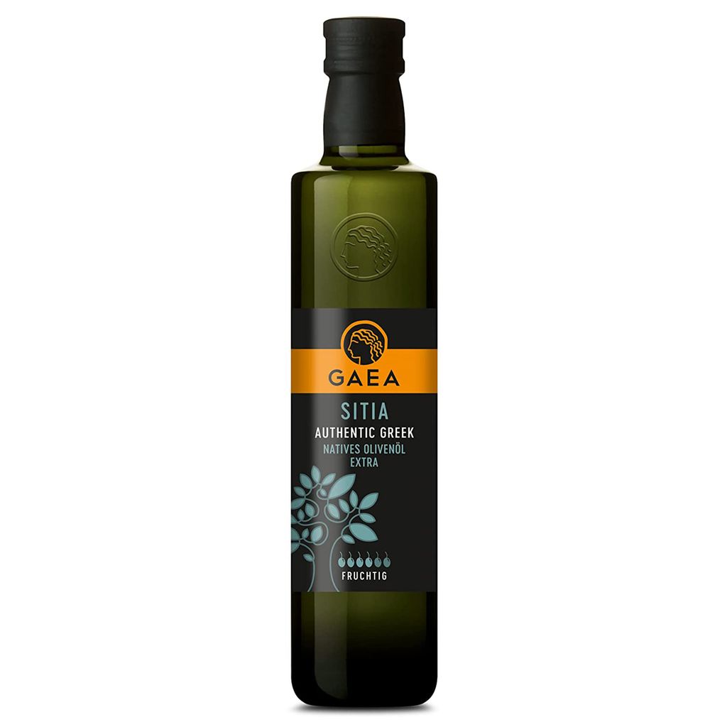 A bottle of olive oil on a white background.