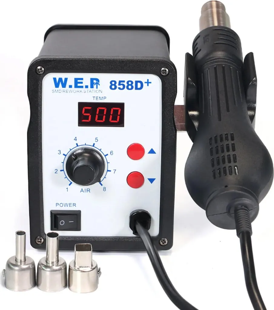 Réparer circuits imprimés avec la station air chaud 858D précise 220V