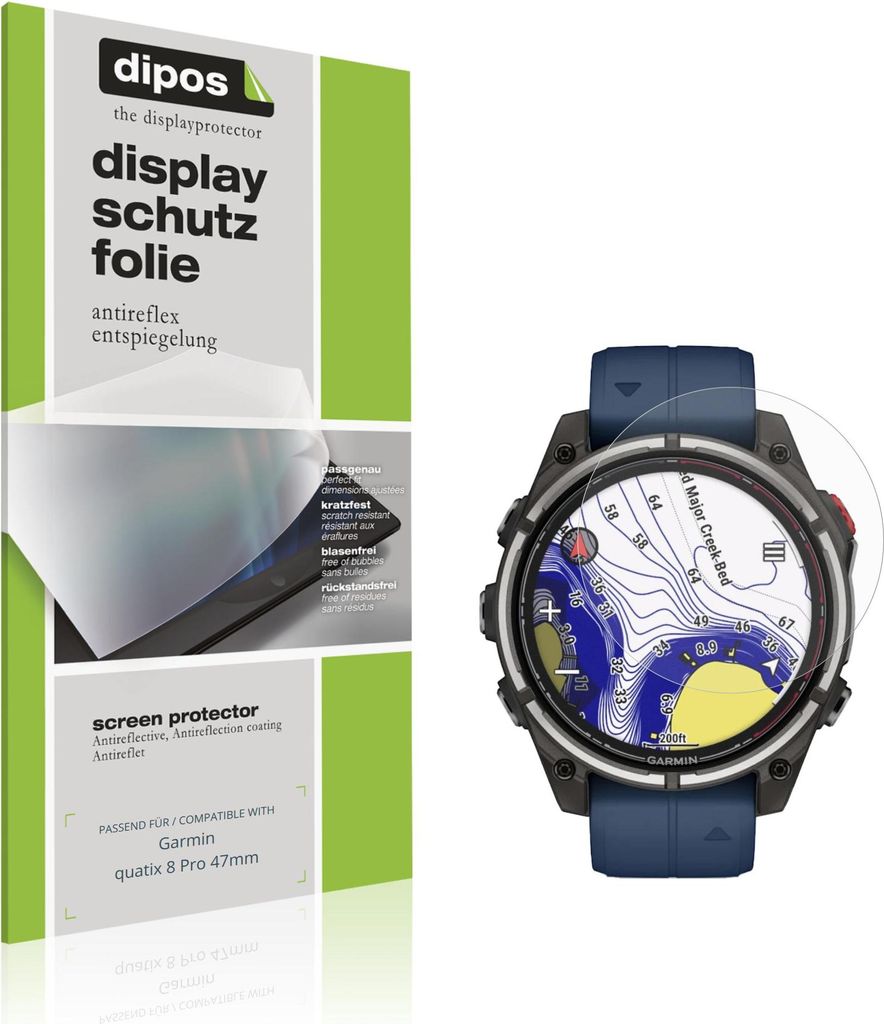 6x Schutzfolie für Garmin quatix 8 Pro 47mm matt Displayschutzfolie Folie Display Schutz dipos