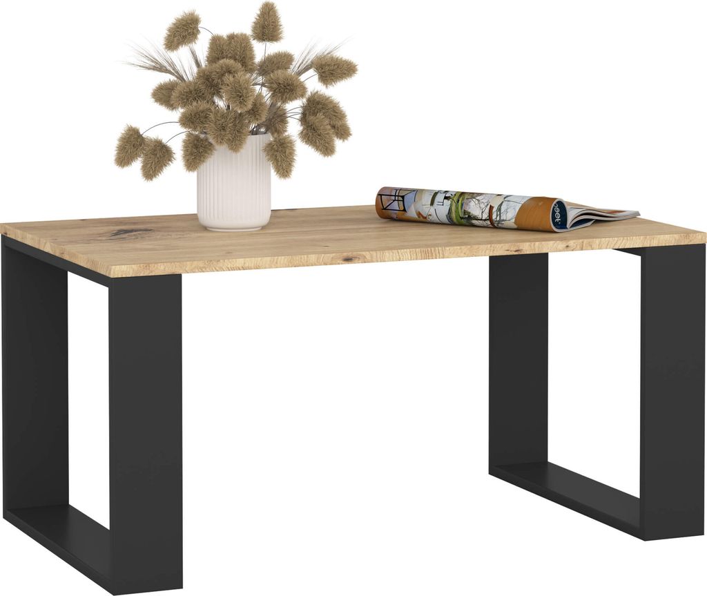 Couchtisch NOX Artisan Eiche 92 cm mit schwarzem Fußrahmen Produktbild 