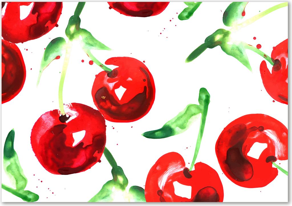 Tulup Leinwandbild - 100x70 cm - Wandkunst - Drucke auf Leinwand - Leinwanddruck - Essen & Getränke - Rot - Kirschen