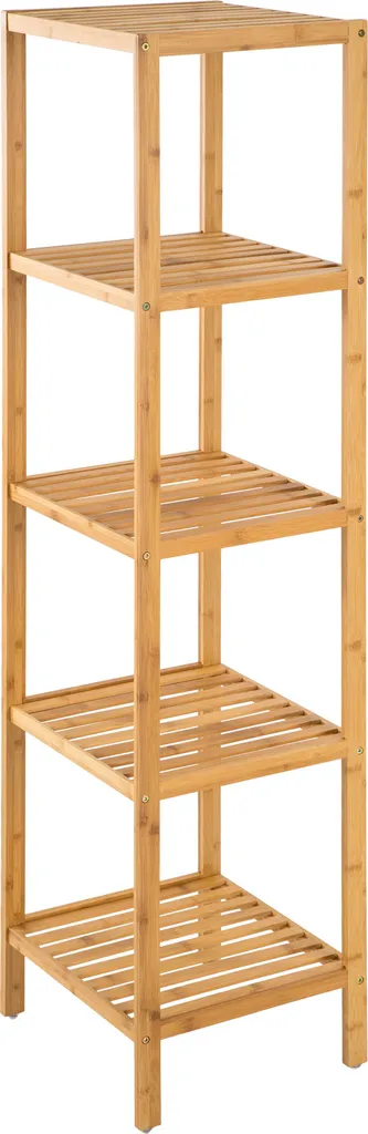 Étagère Bibliothèque en Bambou 5 Tablettes - Meuble Déco Salon Marron