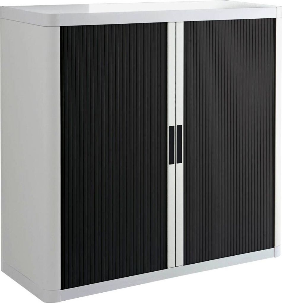 PAPERFLOW Rollladenschrank weiß, schwarz ohne Fachböden 110,0 x 41,5 x 104,0 cm