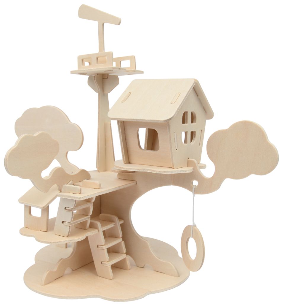 240164 Marabu KiDS 3D Puzzle Baumhaus kreatives Basteln Holzpuzzle Beschäftigung 