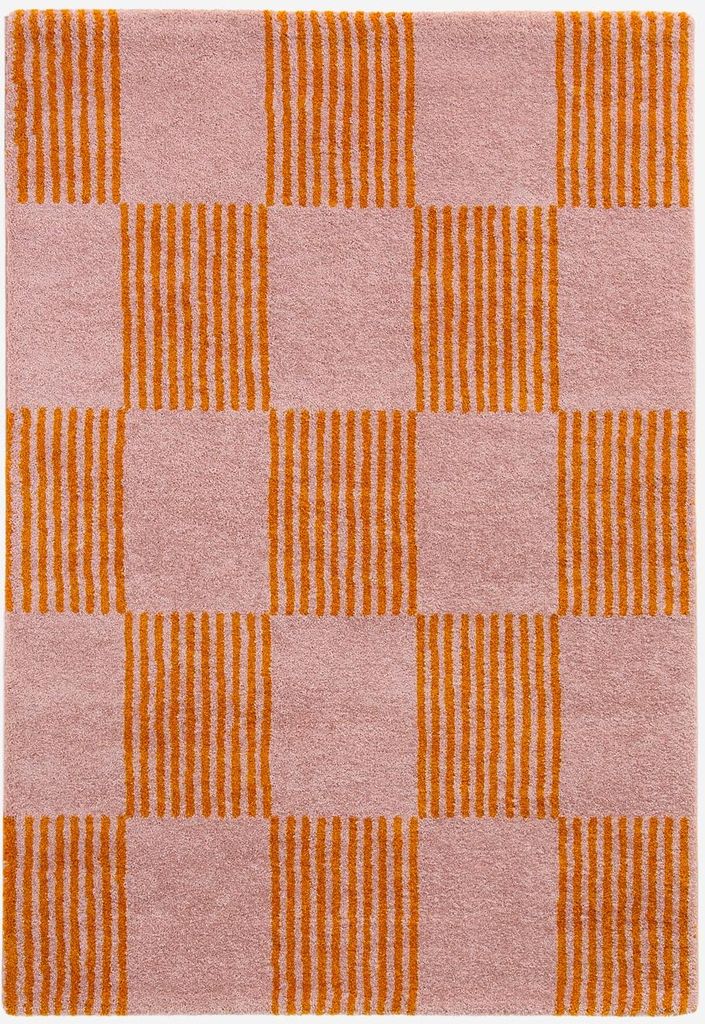 sweeek - Indoor-Teppich orange und rosa kariert