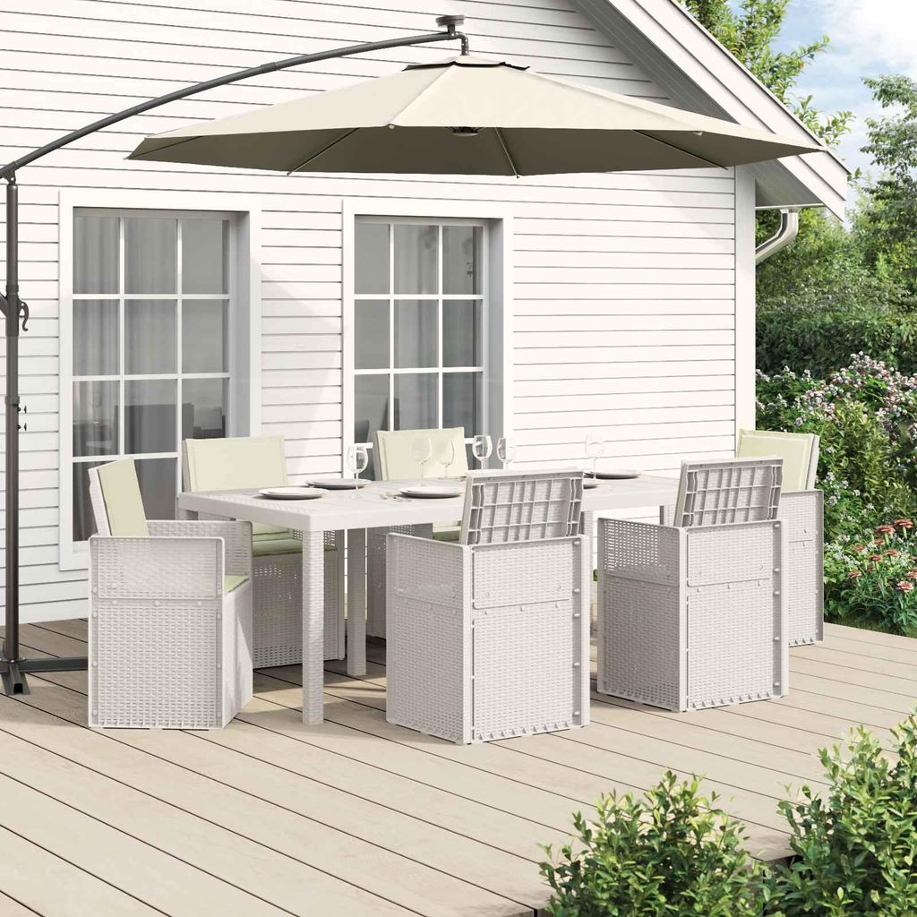 Möbel Garten Essgruppe mit Kissen 7 pcs Weiß und Creme PPGartenmöbelgarnituren - Gartenmöbelgarnituren c5545
