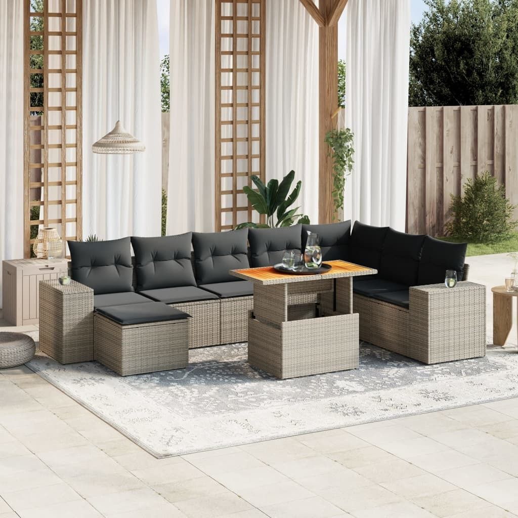 Maison Exclusive - 9-tlg. Garten-Sofagarnitur mit Kissen Grau Poly Rattan