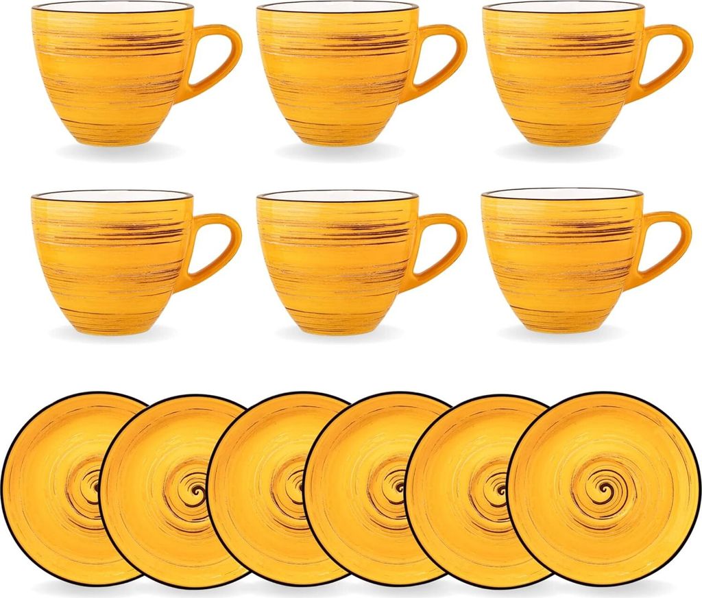 Wilmax Espressotasse mit Untertasse 75 ml 6er-Set Gelb aus Produktbild 