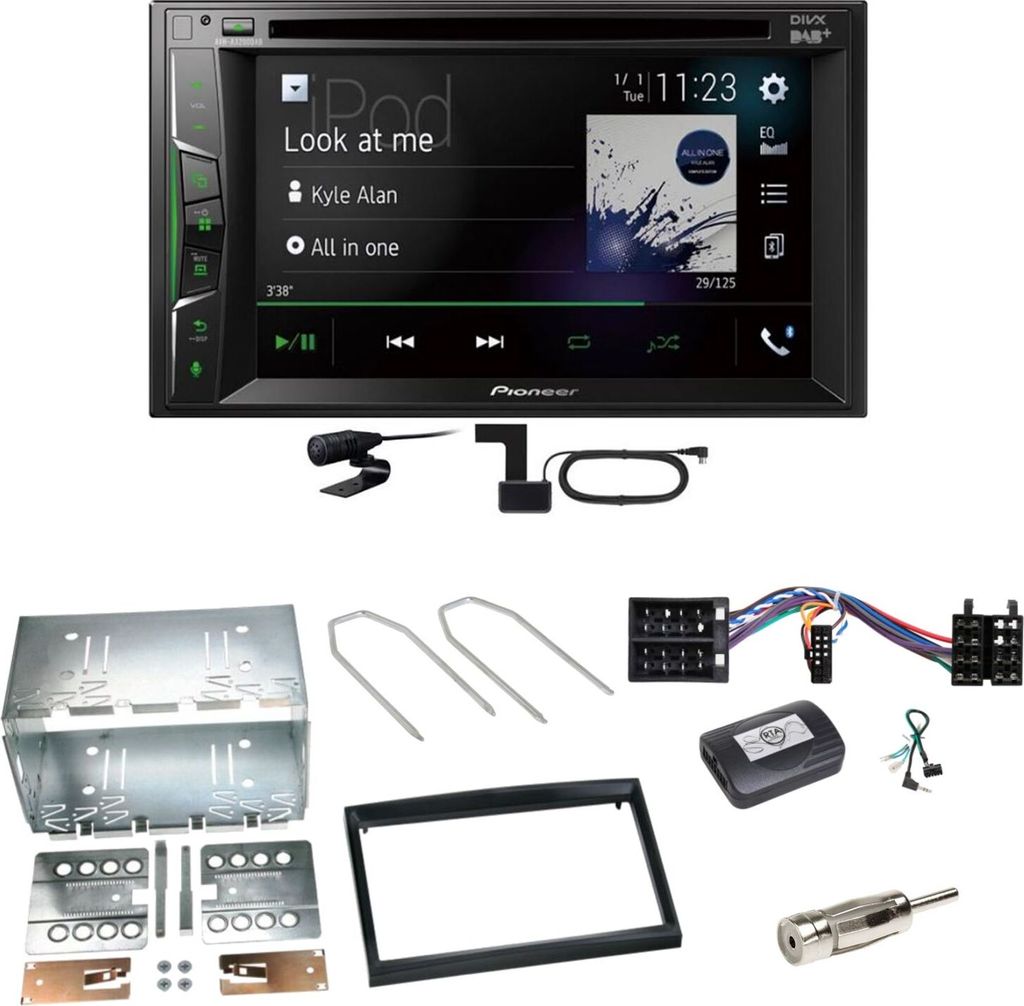 Pioneer AVH-A3200DAB Bluetooth DAB CD Einbauset für Peugeot 307 Citroen C2 C3