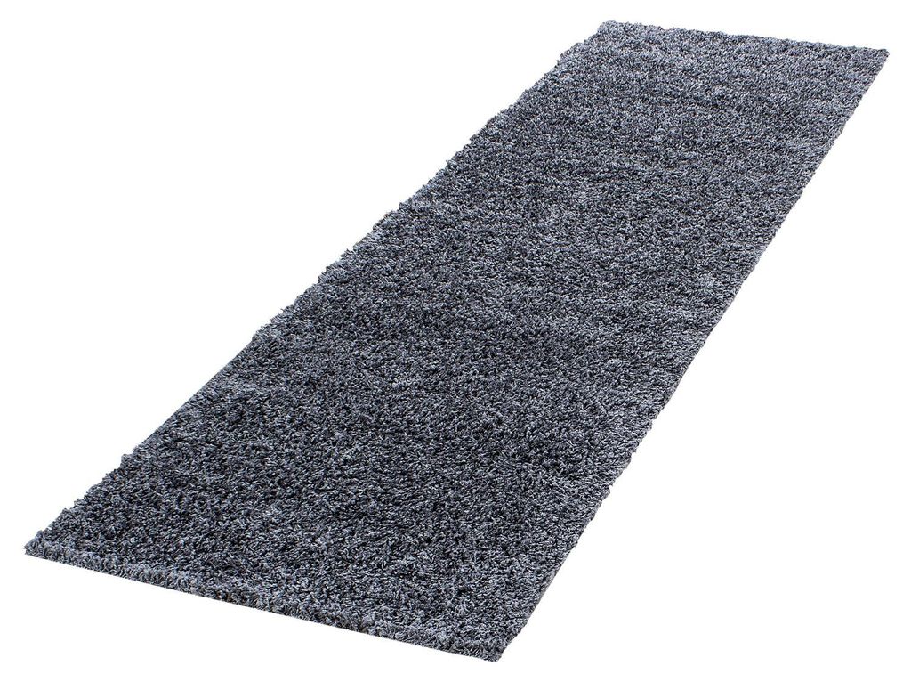 Hochflorteppich Einfarbig Weich Flauschig Waschbar Strapazierfähig | Läufer Grau 80x250 cm Wohnzimmer Fußbodenheizung | RHEIN – Kadima Design