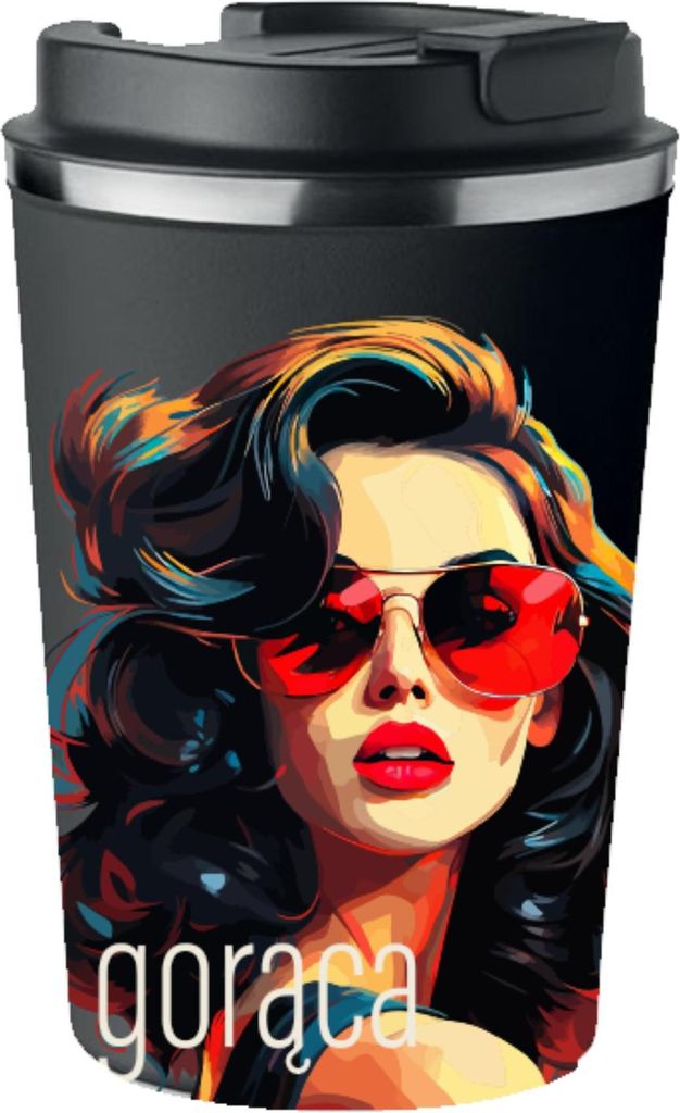 Premium Thermobecher mit Aufdruck HOT woman coffee 350ml 0,35l KT_041