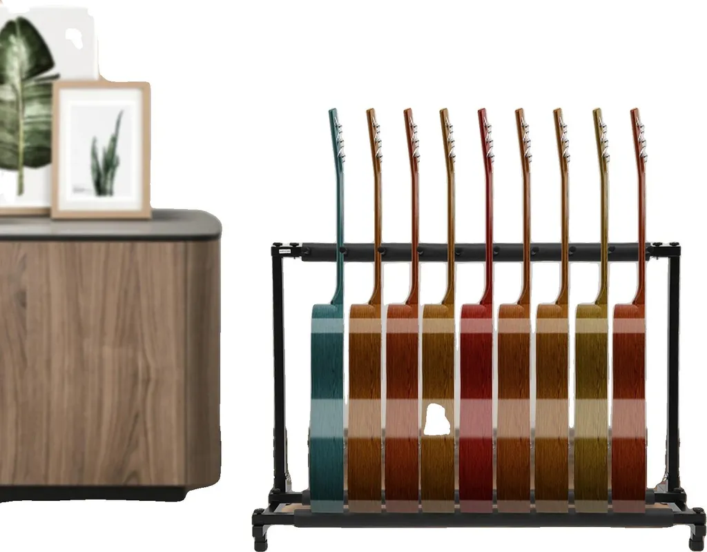 Support de guitare pour 9 places pliable en fer fini le désordre au sol