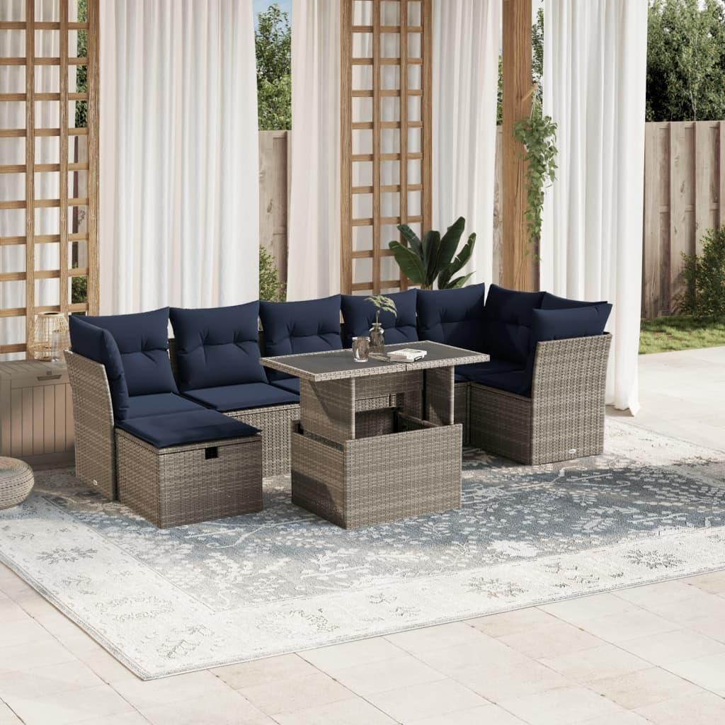 Maison Exclusive - 8-teiliges Gartensofa-Set mit Kissen, grau, Polyrattan