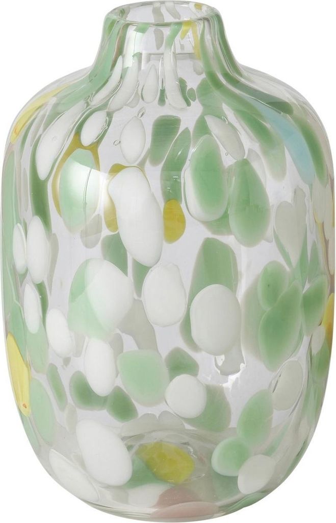 Vase - H 25 cm - Grün - Weiß - Gelb - gefärbtes Glas