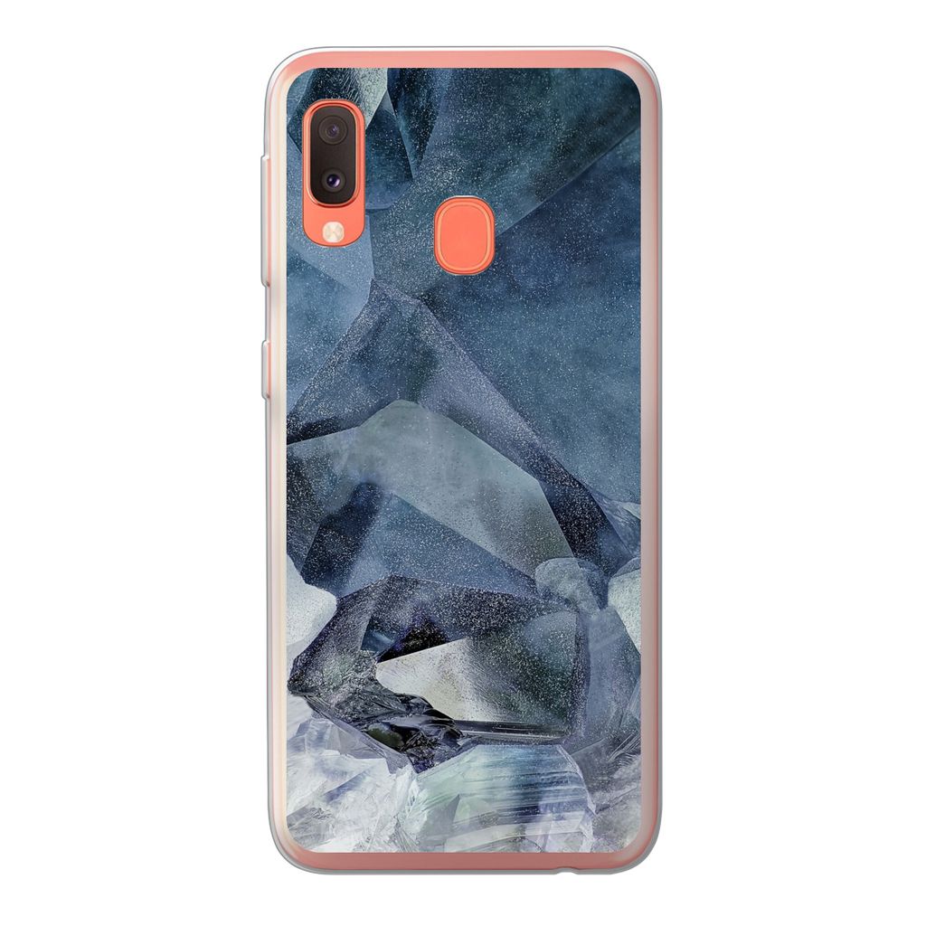MuchoWow Handyhülle Schutzhülle Hülle für Samsung Galaxy A20e Naturstein - Blau - Chic Silikon Softcase Handy Hülle - Abdeckung