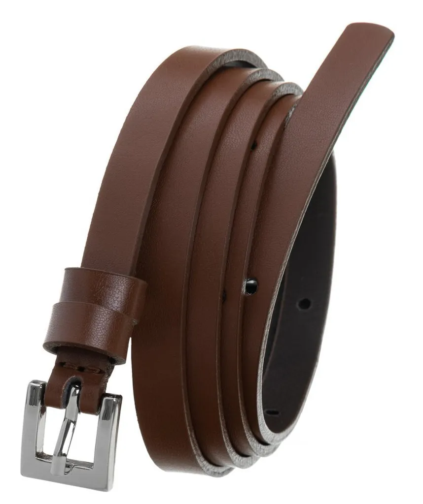 Cintura Stretta Donna in Vera Pelle | Fibbia Argento Classica