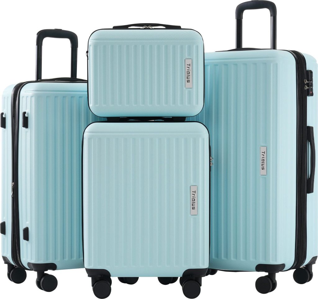 Modern Koffer-Set S-M-L-XL-Set Gepaeck mit Kosmetiktasche Hartschalen-Koffer Handgepaeck 4 Rollen ABS-Material TSA Zollschloss Rollkoffer Reisekoffer