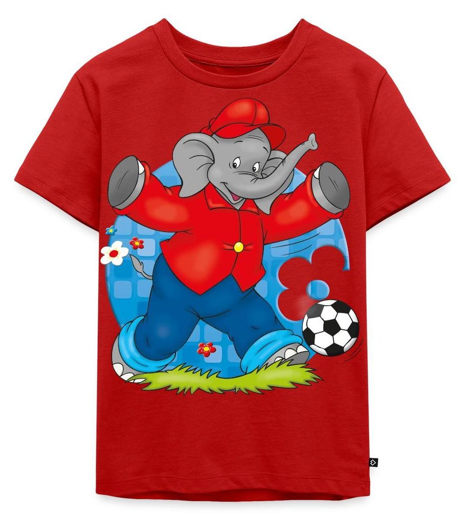 Spreadshirt Benjamin Blümchen Fußballer Kinder Premium T-Shirt, 122/128 (6 Jahre), Rot