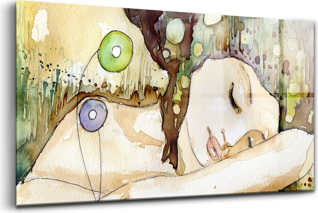 Bilder auf glas - Einteilig - Wanddekoration - Glas Bilder - 120x60 - Aquarell eines schönen zarten und sensiblen Mädchens