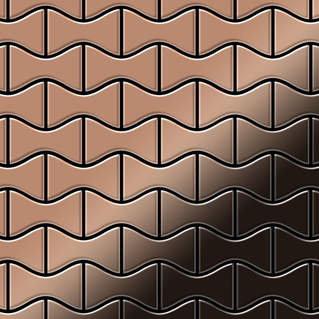 Mosaik Fliese massiv Metall Titan hochglänzend kupfer 1,6mm stark Kismet-Ti-AM