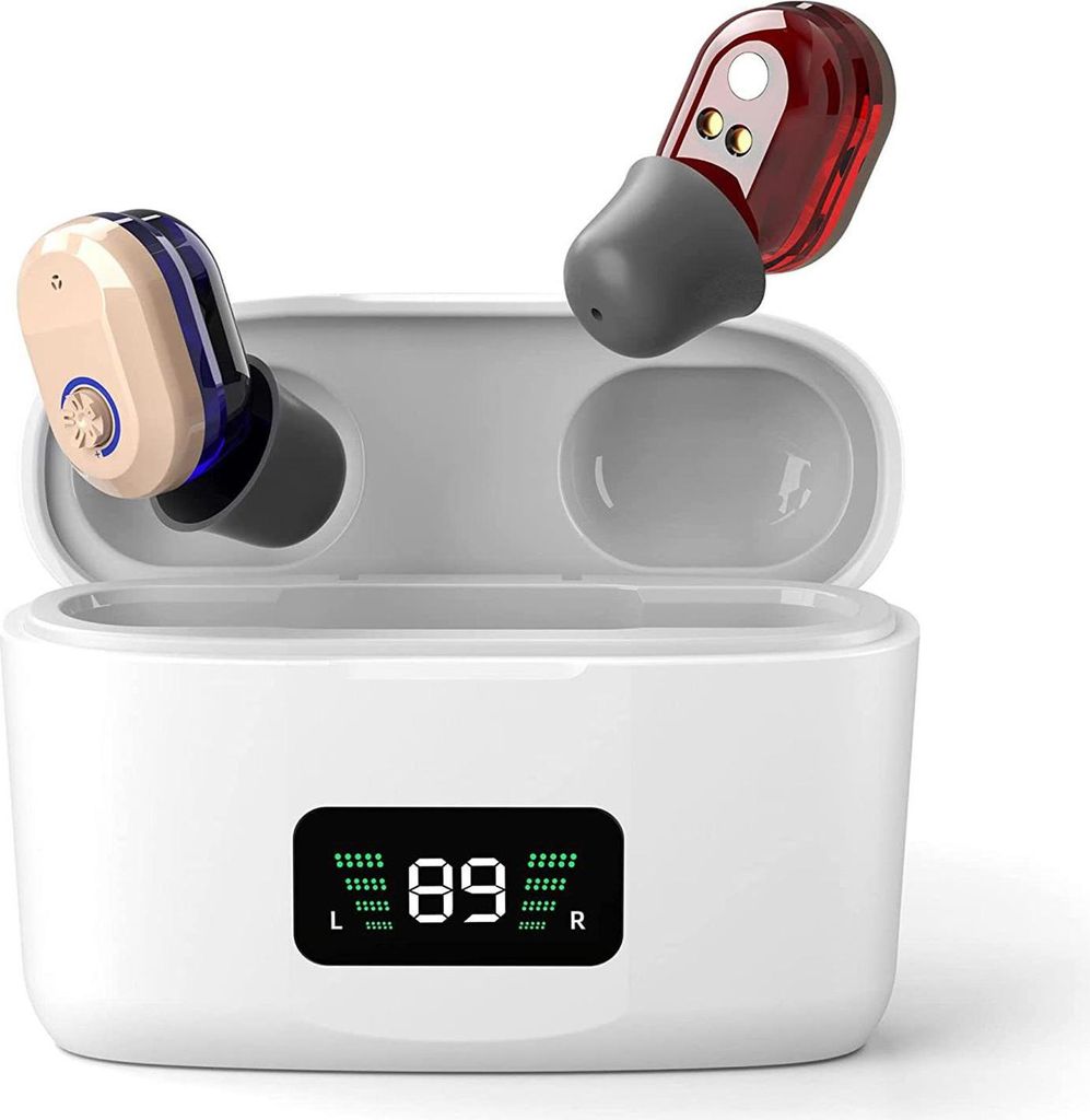Wiederaufladbare Hörgeräte für Senioren, In-Ear, Geräuschunterdrückung, Klangverstärker, USB, lange Laufzeit, LED-Anzeige, tragbar, ergonomisch