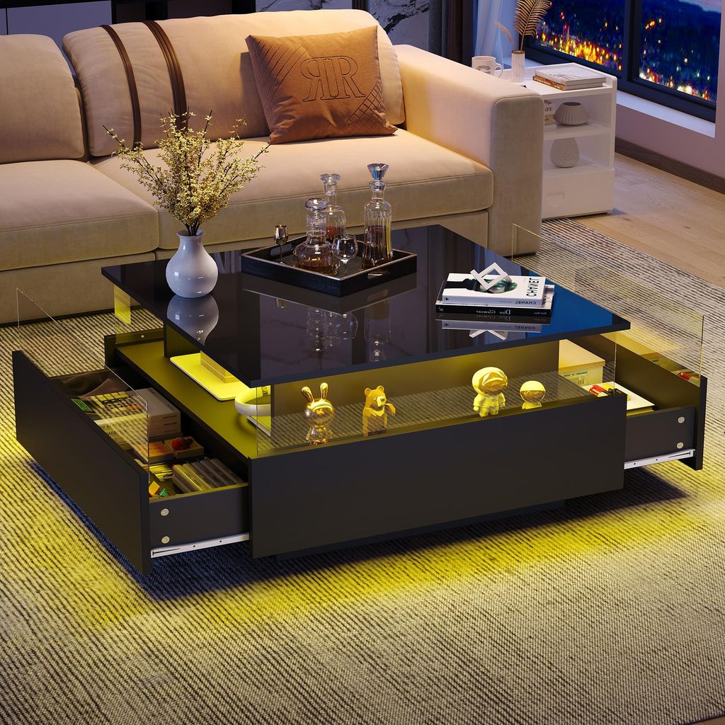MODFU Table Basse - Meuble de Salon avec 2 Tiroirs Push et Image du produit 