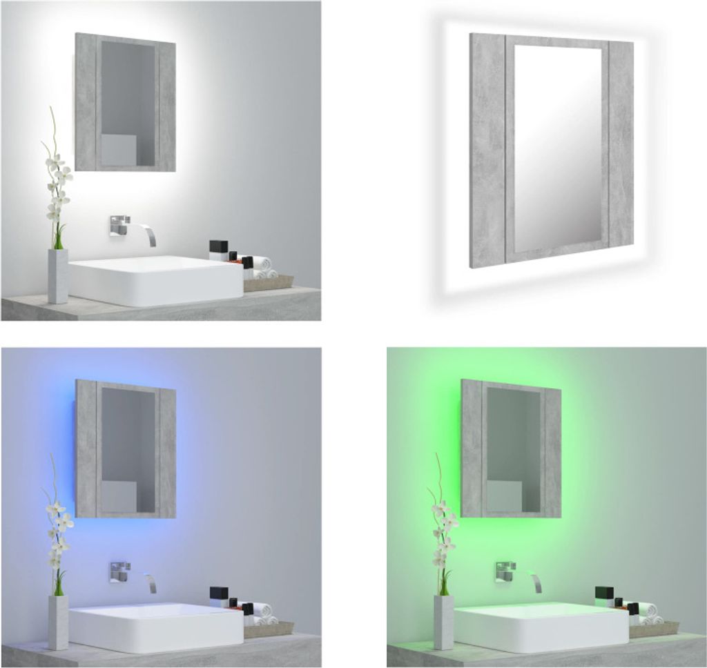 vidaXL LED Bad Spiegelschrank Betongrau 40x12x45 cm Acryl - LED Spiegelschrank - LED Spiegelschränke - LED-Bad-Spiegelschrank - LED-Bad-Spiegelsch...