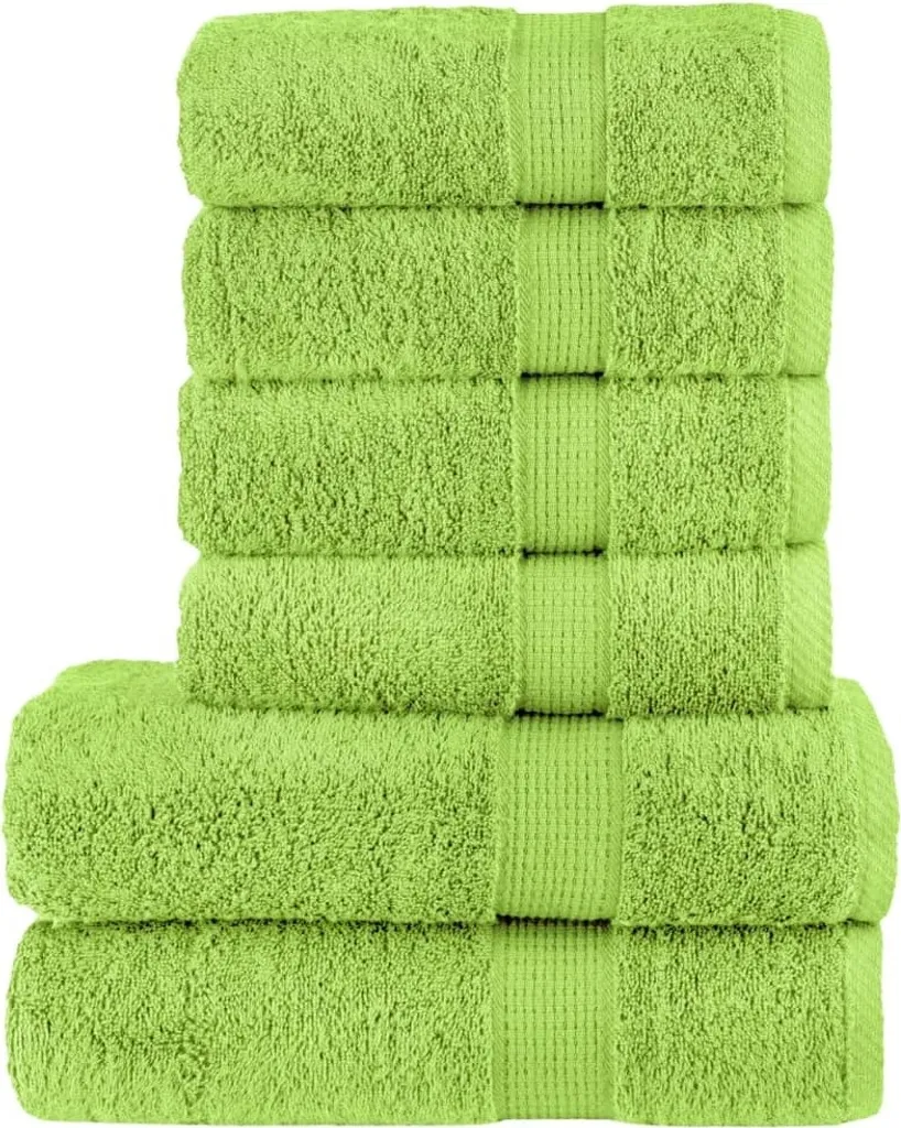 Set Asciugamani SOLUND 6 Pz Verde Mela | Cotone 600g/m² Alta Assorbenza