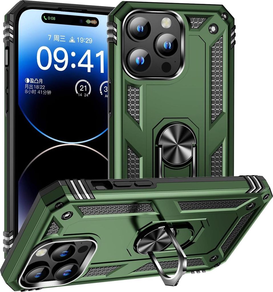 Armor Shield Handyhülle für Apple iPhone 15 Pro Hülle Ultra Hybrid Case Schutzhülle, Grün